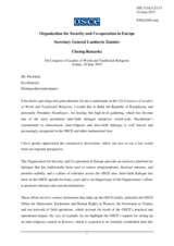 Closing Remarks by OSCE Secretary General Lamberto Zannier