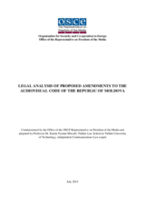 Legal Analysis of Proposed Amendments to the Audiovisual Code of the Republic of Moldova Legal Analysis of Proposed Amendments to the Audiovisual Code of the Republic of Moldova