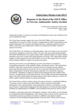 Statement by the Delegation of the United States of America in response to the report by the Head of the OSCE Office in Yerevan, Ambassador Andrey Sorokin