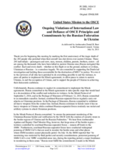 Statement by the Delegation of the United States of America on the ongoing aggression against Ukraine and violations of OSCE principles and commitments by the Russian Federation