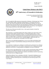 Statement by the Delegation of the United States of America on the commemoration of the twentieth anniversary of the Srebrenica genocide on 11 July 2015