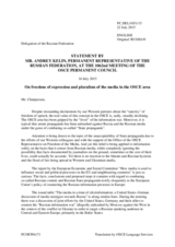 Statement by the Delegation of the Russian Federation on the freedom of the media and pluralism in the OSCE area