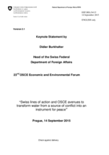 Keynote Statement by H.E. Amb. Didier Burkhalter, Head of the Swiss Federal Department of Foreign Affairs