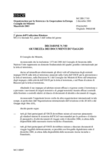 Decisione N.7/03 sicurezza dei documenti di viaggio