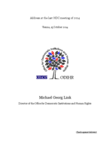 Address by Michael Georg Link: 'The last HDC meeting of 2014'