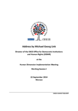 Address by Michael Georg Link at the Human Dimension Implementation Meeting  Working Session I