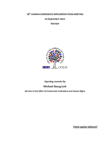 Opening Remarks by Michael Georg Link at 18th Human Dimension Implementation Meeting