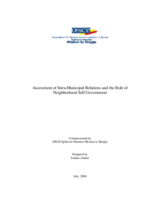 Assessment of Intra-Municipal Relations and the Role of Neighborhood Self Government