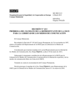 Decisión Nº 1/13 prórroga del mandato de la Representante de la OSCE para la Libertad de los medios de comunicación