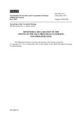 Ministerial Declaration on the Update of the OSCE Principles Governing Non-Proliferation