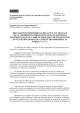Déclaration ministérielle relative aux travaux de la Conférence permanente sur les questions politiques dans le cadre du processus de négociation en vue du règlement du conflit transnistrien au format « 5 + 2 » 