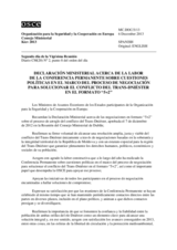 Declaración Ministerial acerca de la labor de la Conferencia Permanente sobre cuestiones políticas en el marco del proceso de negociación para solucionar el conflicto del Trans-Dniéster en el formato “5+2”