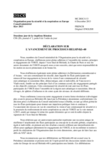 Déclaration sur l’avancement du Processus Helsinki+40