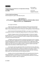 Decisione n.1 attuazione degli impegni e delle attività dell’OSCE per la lotta al terrorismo