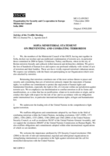 Sofia Ministerial Statement on Preventing and Combating Terrorism