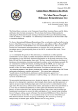 Statement by the Delegation of the United States of America in response to the addresses by Ambassador Szabolcs Takács and by Ambassador Felix Klein