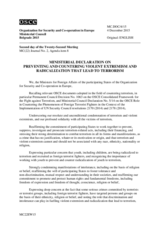 Ministerial Declaration on Preventing and Countering Violent Extremism and Radicalization that lead to Terrorism