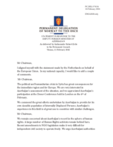 Statement by the Delegation of Norway in response to the address by the Deputy Minister for Foreign Affairs of Azerbaijan, H.E. Araz Azimo