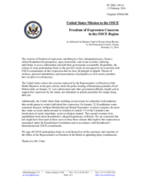 Statement by the Delegation of the United States of America on the freedom of expression in the OSCE area