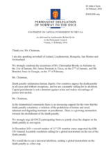 Statement by the Delegation of Norway, also on behalf of Iceland, Liechtenstein, Mongolia, San Marino and Switzerland, on the death penalty in the United States of America