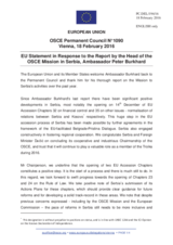 Statement by the Dutch EU Presidency in response to the report by the Head of the OSCE Mission to Serbia, Ambassador Peter Burkhard