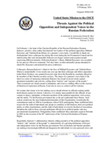 Statement by the Delegation of the United States of America on the threats against the political opposition and independent voices in the Russian Federation