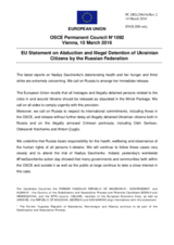Statement by the Dutch EU Presidency on the abduction and illegal detention of Ukrainian citizens by the Russian Federation