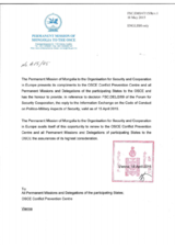 Response by the Delegation of Mongolia to the Questionnaire on the Code of Conduct on Politico-Military Aspects of Security Information Exchange on the Code of Conduct on Politico-Military Aspects of Security
