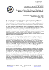 Statement by the Delegation of the United States of America in response to the report by the Chief Observer of the OSCE Observer Mission at two Russian checkpoints on the Russian-Ukrainian border, Lieutenant Colonel Simon Eugster