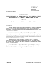 Statement by the Delegation of San Marino on the 13 March 2016 bomb attack in Ankara