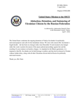 Statement by the Delegation of the United States of America on the abduction and illegal detention of Ukrainian citizens by the Russian Federation