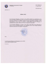 Response by the Delegation of Finland to the Questionnaire on the Code of Conduct on Politico-Military Aspects of Security