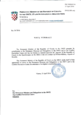 Response by the Delegation of Croatia to the Questionnaire on the Code of Conduct on Politico-Military Aspects of Security