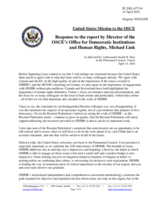 Statement by the Delegation of the United States of America in response to the report by the Director of the Office for Democratic Institutions and Human Rights (ODIHR), Mr. Michael Georg Link