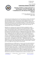 Statement by the Delegation of the United States of America on the Russia’s ongoing aggression against Ukraine and illegal occupation of Crimea