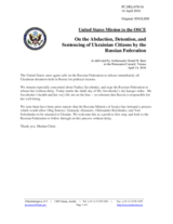 Statement by the Delegation of the United States of America on the abduction and illegal detention of Ukrainian citizens by the Russian Federation
