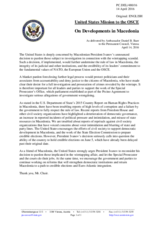 Statement by the Delegation of the United States of America on the developments in the former Yugoslav Republic of Macedonia