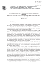 Statement by the Delegation of Armenia on the situation along the line of contact between Nagorno-Karabakh and Azerbaijan