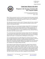 Statement by the Delegation of the United States of America in response to the presentation of the 2017 Programme Outline by the Secretary General, Ambassador Lamberto Zannier