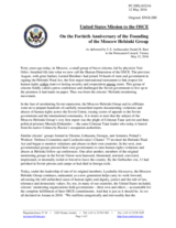 Statement by the Delegation of the United States of America on the 40th anniversary of the Moscow Helsinki Group, observed on 12 May