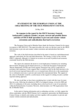 Statement by the Dutch EU Presidency in response to the report by the Secretary General on OSCE activities to prevent and counter violent extremism and radicalization that lead to terrorism