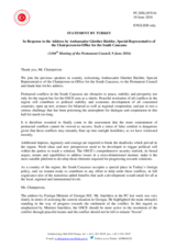 Statement by the Delegation of Turkey in response to the address by the Special Representative of the OSCE Chairperson-in-Office for the South Caucasus, Ambassador Günther Bächler