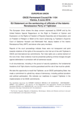 Statement by the Dutch EU Presidency on the sentencing of members of the Islamic Renaissance Party of Tajikistan