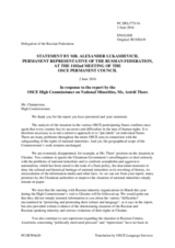 Statement by the Delegation of the Russian Federation in response to the report by the High Commissioner on National Minorities, Ms. Astrid Thors