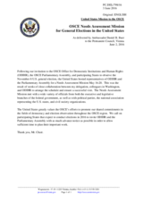 Statement by the Delegation of the United States of America on the presidential elections in the United States of America, to be held on 8 November 2016