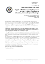 Statement by the Delegation of the United States of America in response to the statement by the Delegation of Uzbekistan