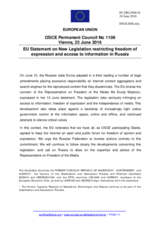 Statement by the Dutch EU Presidency on the legislative amendments in the Russian Federation restricting freedom of expression and access to information