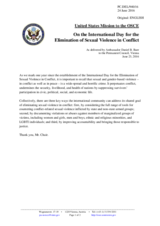 Statement by the Delegation of the United States of America on the International Day for the Elimination of Sexual Violence in Conflict, observed on 19 June 2016