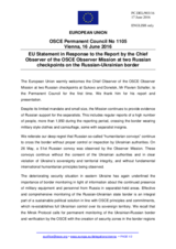 Statement by the Dutch EU Presidency in response to the report by the Chief Observer of the OSCE Observer Mission at two Russian checkpoints on the Russian-Ukrainian border, Colonel Flavien Schaller