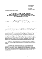 Statement by the Delegation of the Russian Federation in response to the report by the Chief Observer of the OSCE Observer Mission at two Russian checkpoints on the Russian-Ukrainian border, Colonel Flavien Schaller